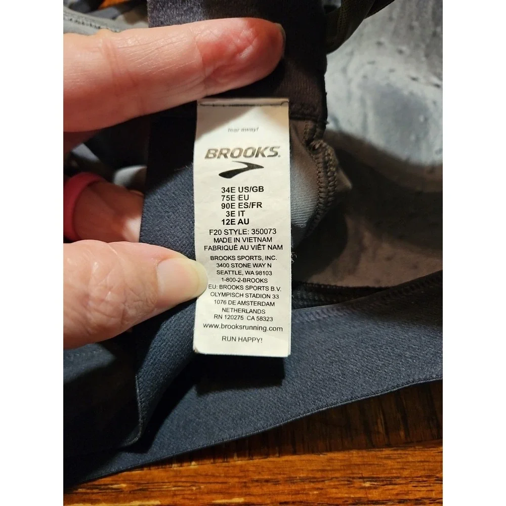 Brooks Dare Racerback Running Bra Women Sports Bra Size‎ 34E Asphalt Gray (A780)
